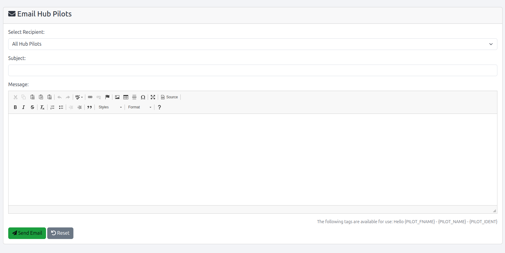 Hub email screenshot
